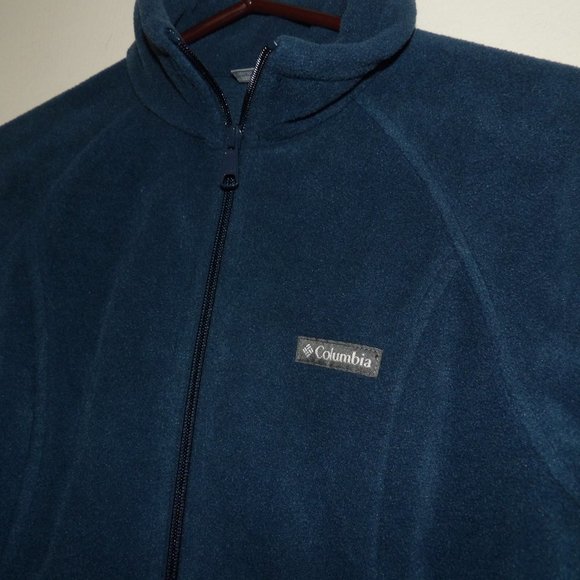 Columbia Navy Blue Fleece Zippered Jacket Sz M - Picture 2 of 5